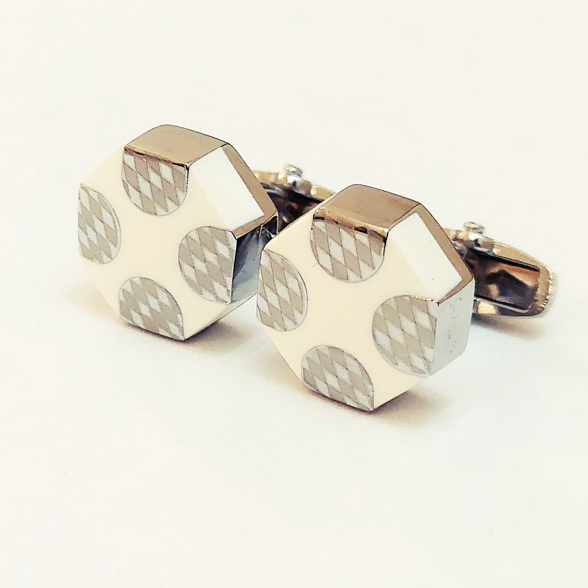 Pretty Handsome & Lovely Cufflinks For Men ( Silver/White )