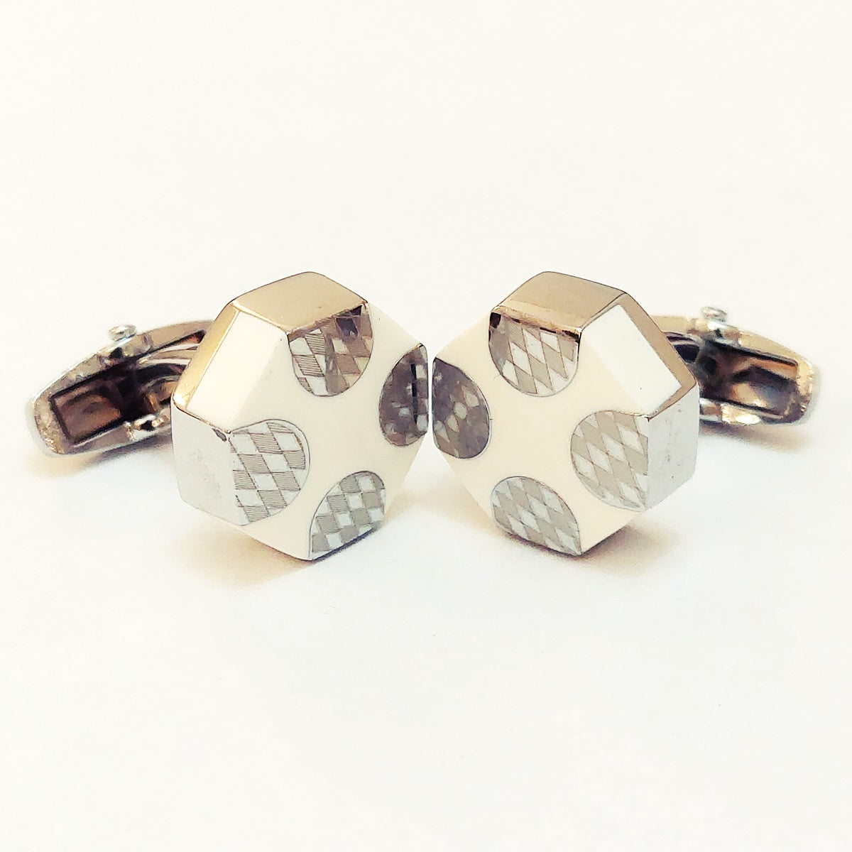 Pretty Handsome & Lovely Cufflinks For Men ( Silver/White )