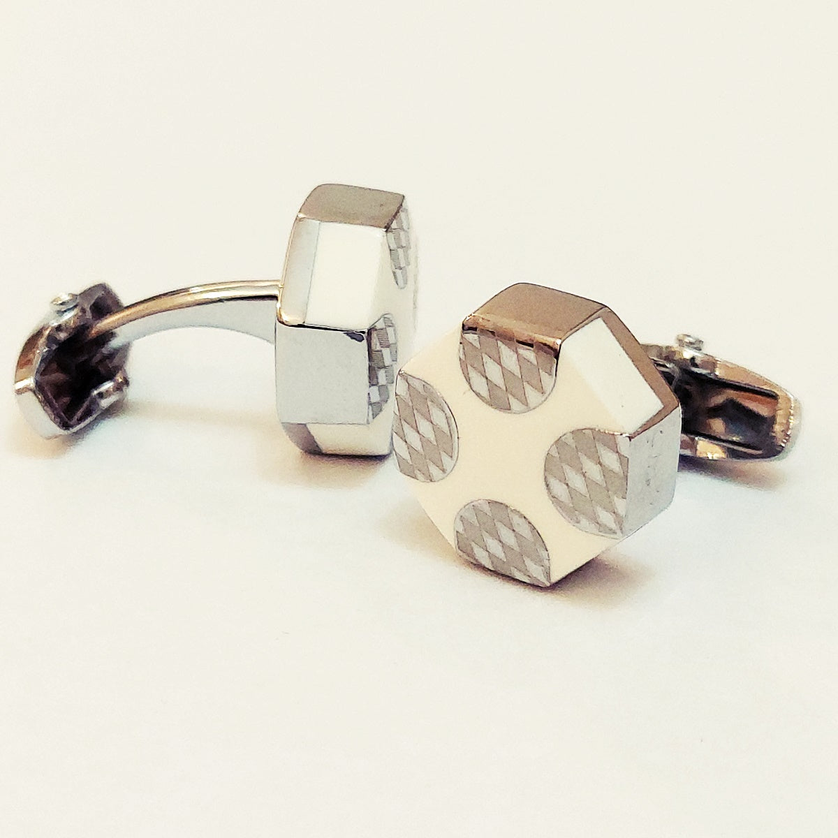 Pretty Handsome & Lovely Cufflinks For Men ( Silver/White )