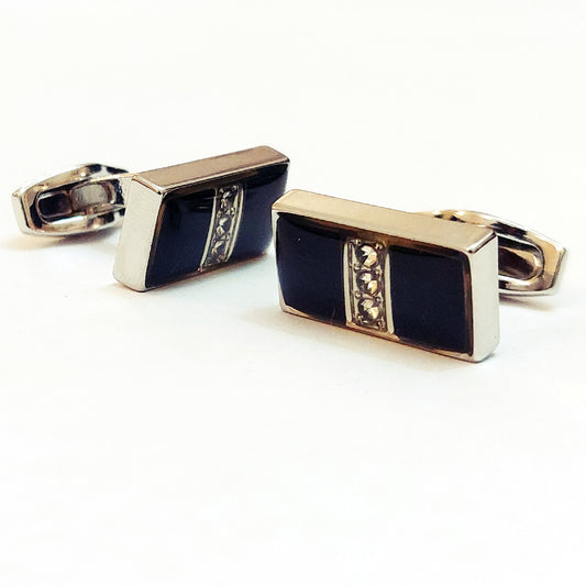 Beautiful Pair Of Cufflinks For Men (Black/Silver)